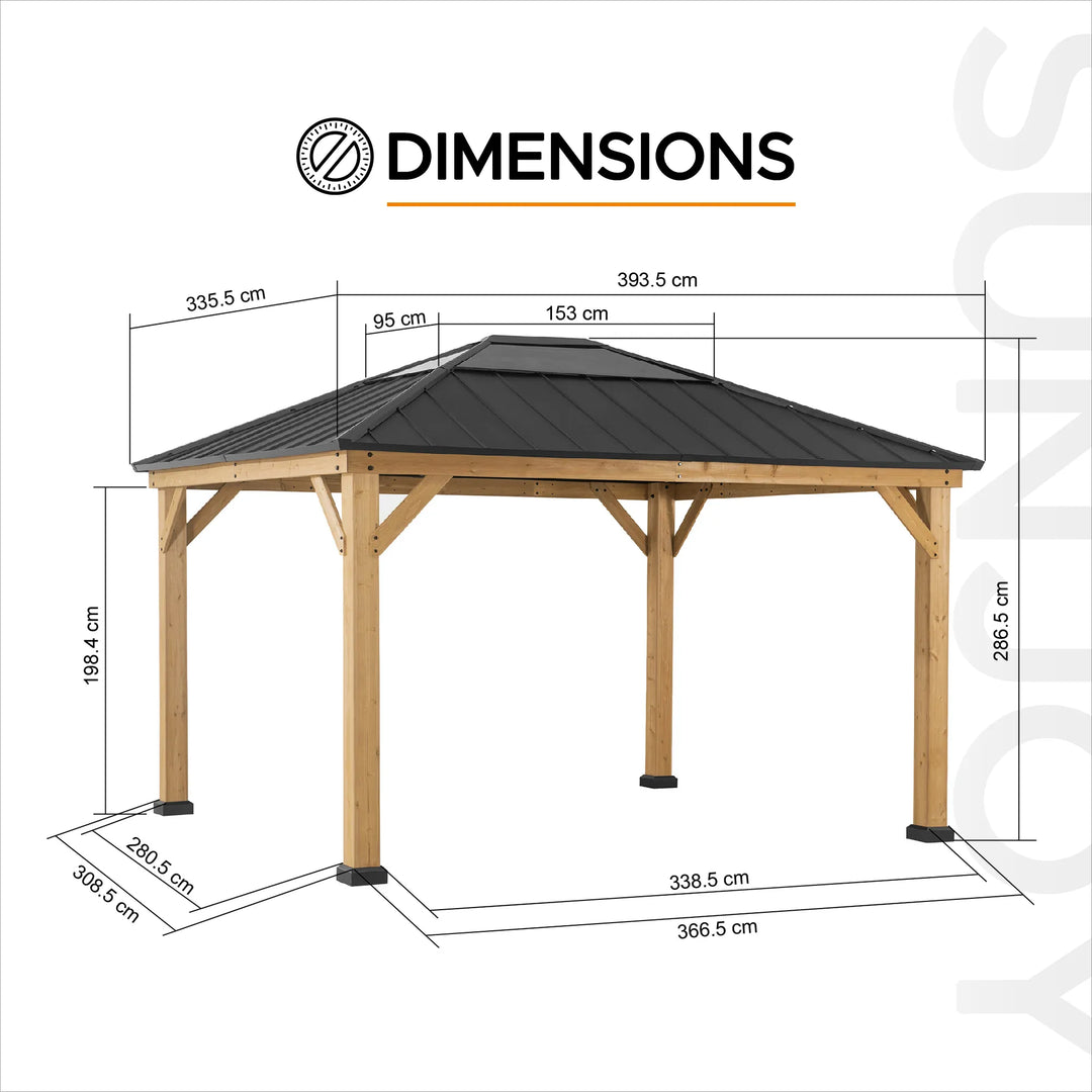 Dimensions of a A102005814 wooden gazebo