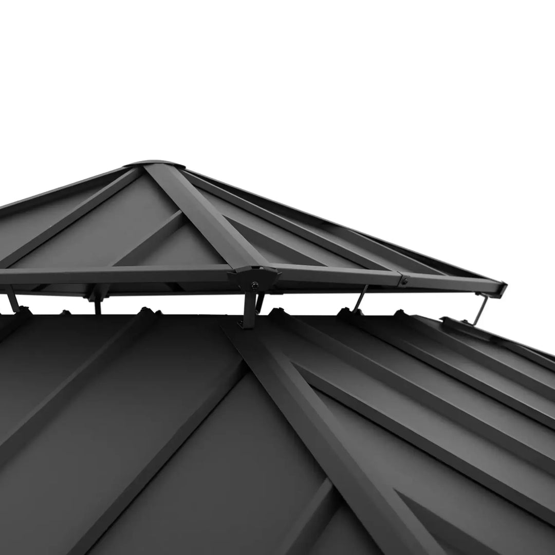 SUNJOY 3.3m x 3.3m Wooden Hardtop Gazebo - Warm Cedar