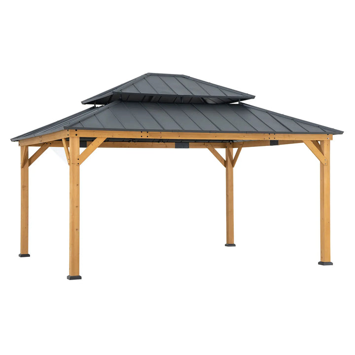 SUNJOY 3.9m x 4.5m Wooden Hardtop Gazebo