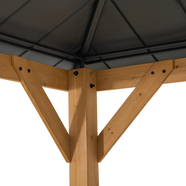 SUNJOY 3.9m x 4.5m Wooden Hardtop Gazebo