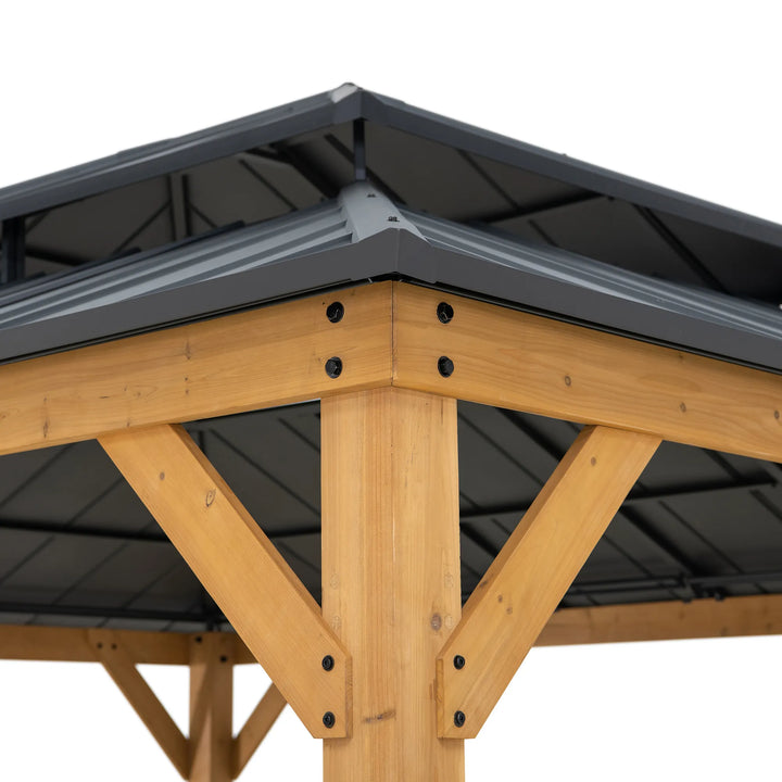 SUNJOY 3.9m x 4.5m Wooden Hardtop Gazebo