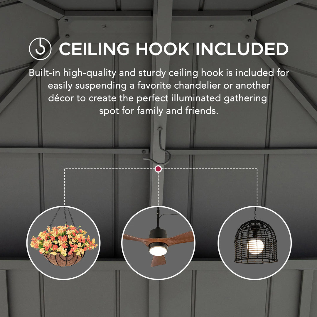 SUNJOY 3.9m x 4.5m Wood Gazebo with Netting & Curtain 