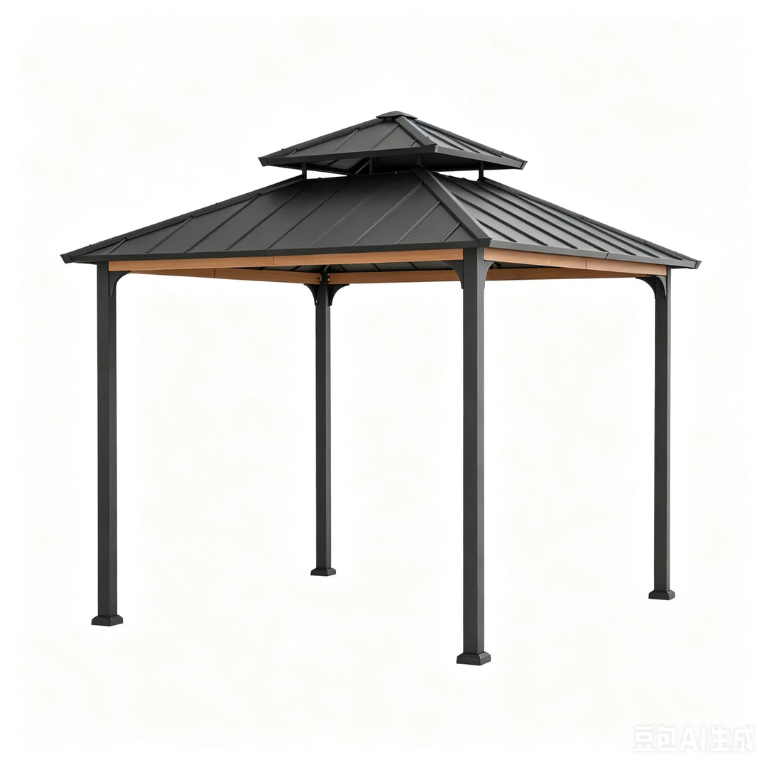 SUNJOY 3m x 3m Metal Frame 2-Tier Hardtop Gazebo
