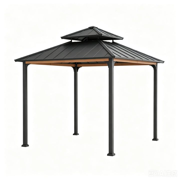 SUNJOY 3m x 3m Metal Frame 2-Tier Hardtop Gazebo
