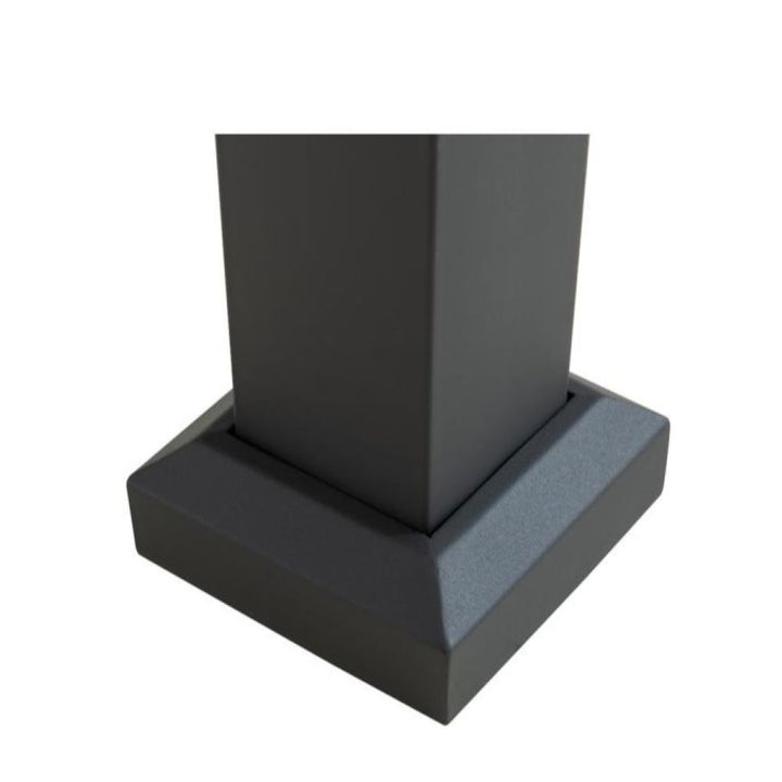 Black pedestal stand on a white background