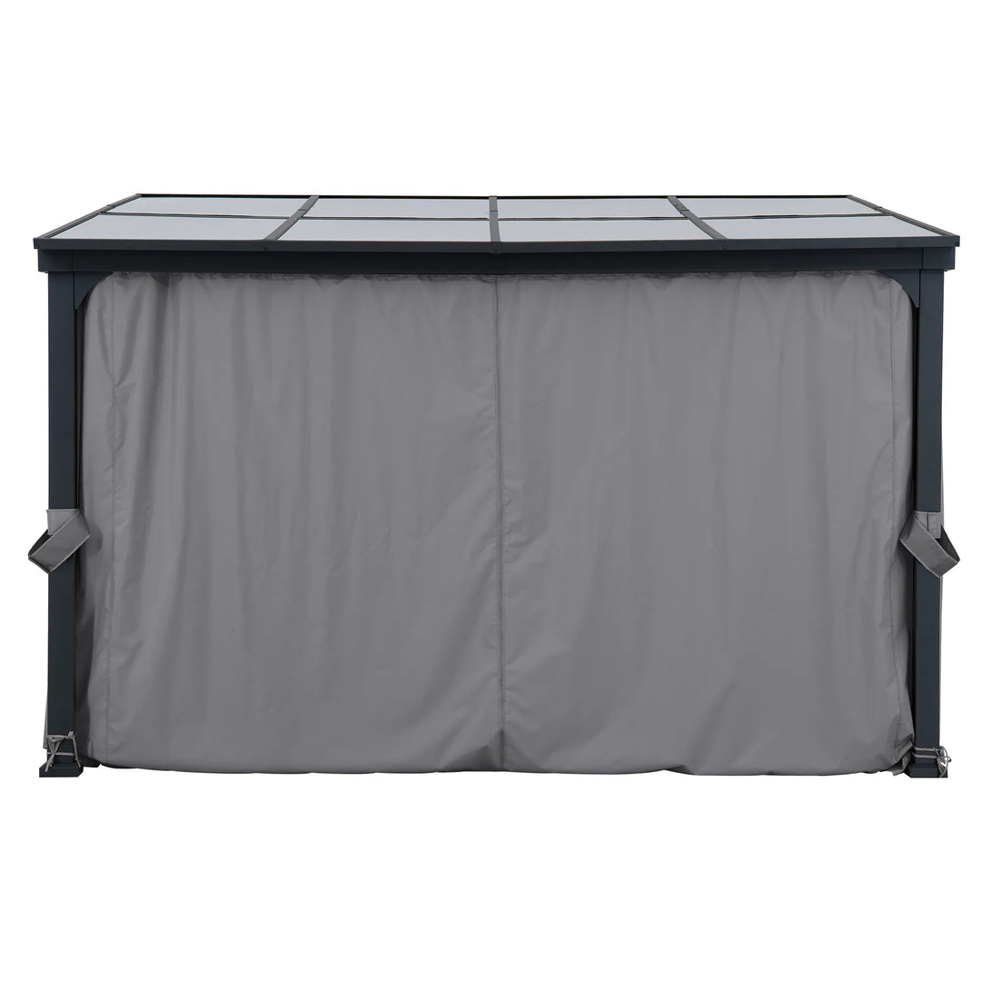 Outdoor furniture cover with a glass top on a white background