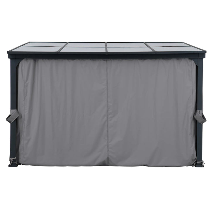 Outdoor furniture cover with a glass top on a white background