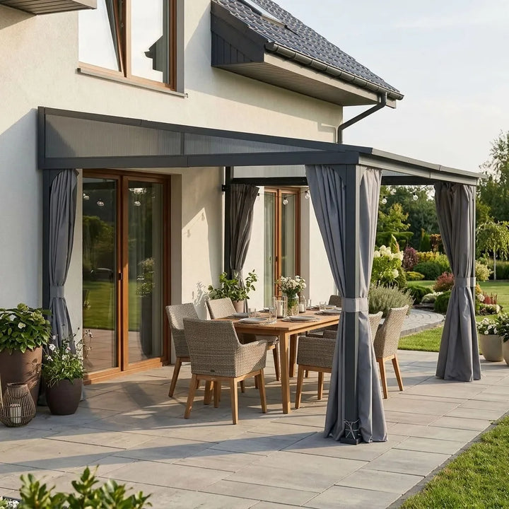 VISTA Wall-Mounted Enclosed Lean-To Gazebo 3.6m x 3m