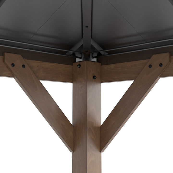 SUNJOY 3m x 3.6m Cedar Wood Gazebo Weathered Cedar