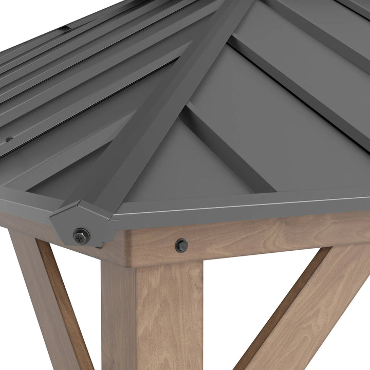 SUNJOY 3m x 3.6m Cedar Wood Gazebo Weathered Cedar