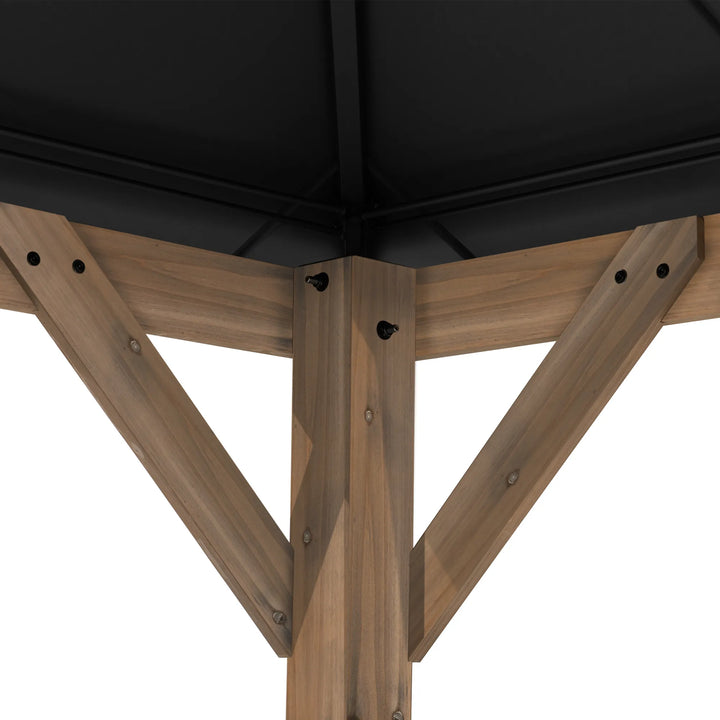 SUNJOY 3m x 3.6m Cedar Wood Gazebo Weathered Cedar