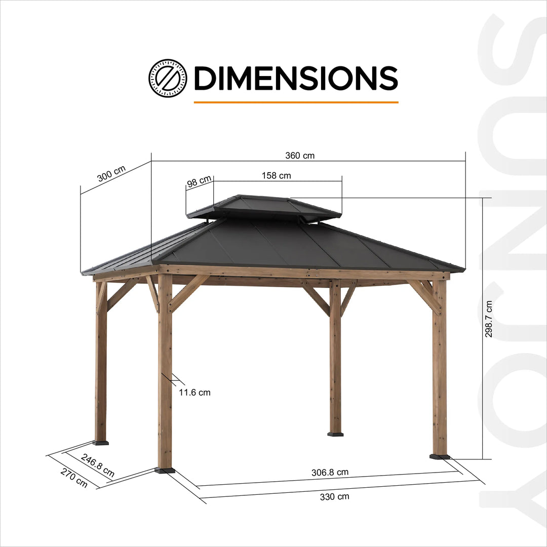 Dimensions of A102032602 wooden gazebo 