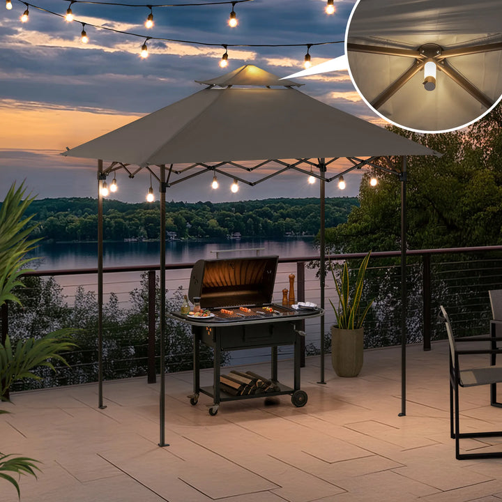 SUNJOY 2.5m x 1.6m Pop Up Grill Gazebo with Magnetic LED Light