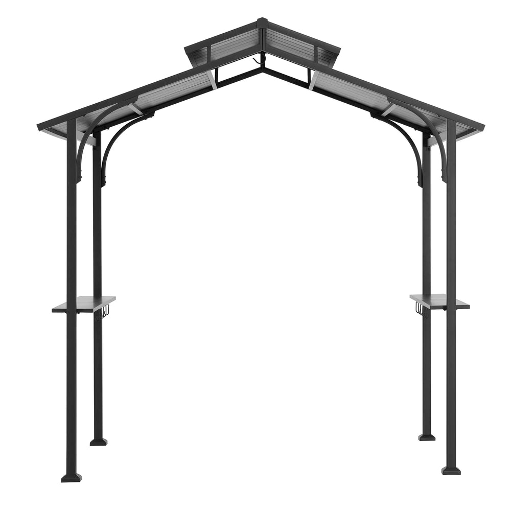 Black metal garden arch on a white background