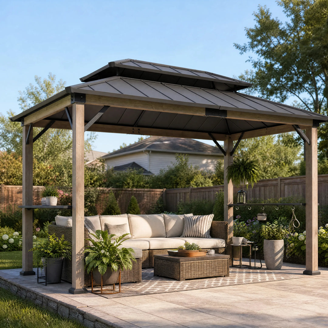 Power-Port Integrated Wooden Grill Gazebo 3.6m x 2.4m