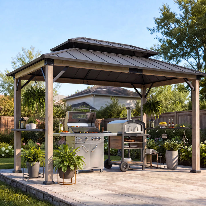 Power-Port Integrated Wooden Grill Gazebo 3.6m x 2.4m