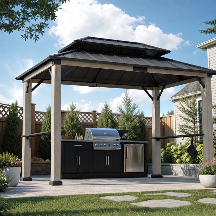 Power-Port Integrated Wooden Grill Gazebo 3.6m x 2.4m