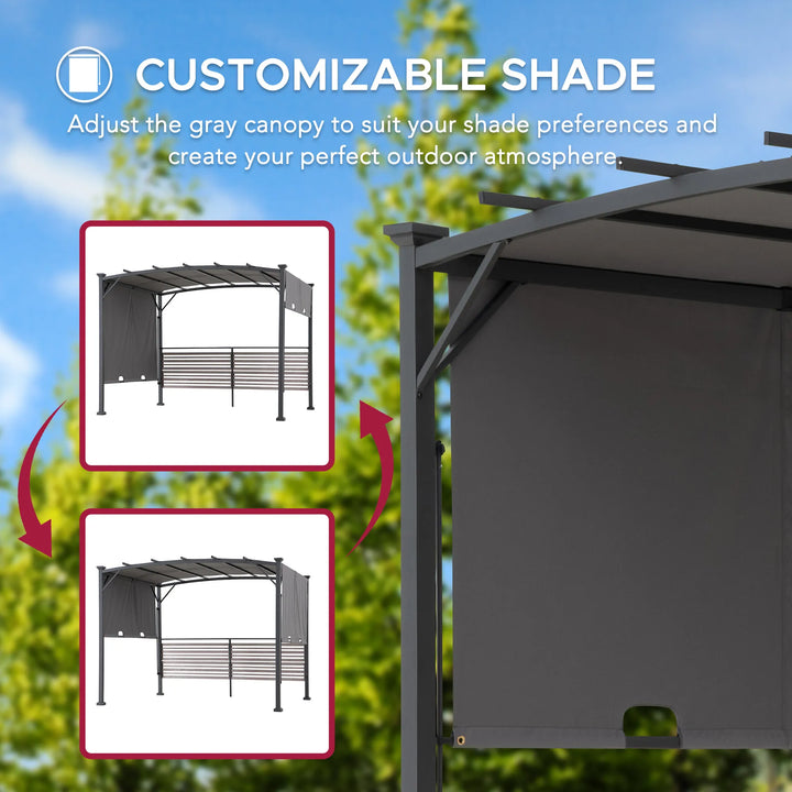 Customizable outdoor canopy with adjustable shade in an outdoor setting