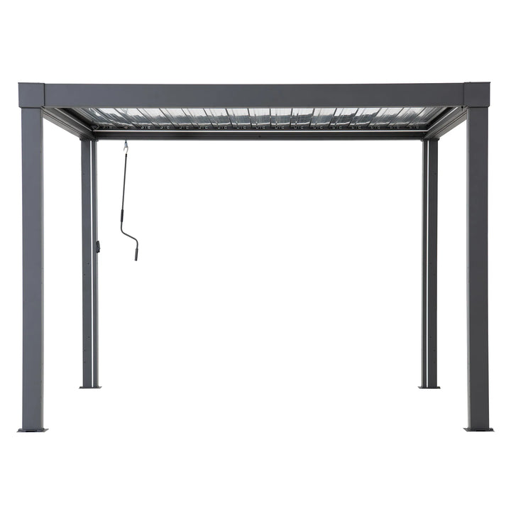 Metal pergola structure on a white background