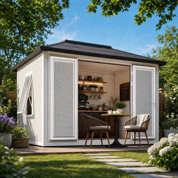 RIGA Heavy-Duty Metal Backyard Office Shed 3.02m x 3.89m