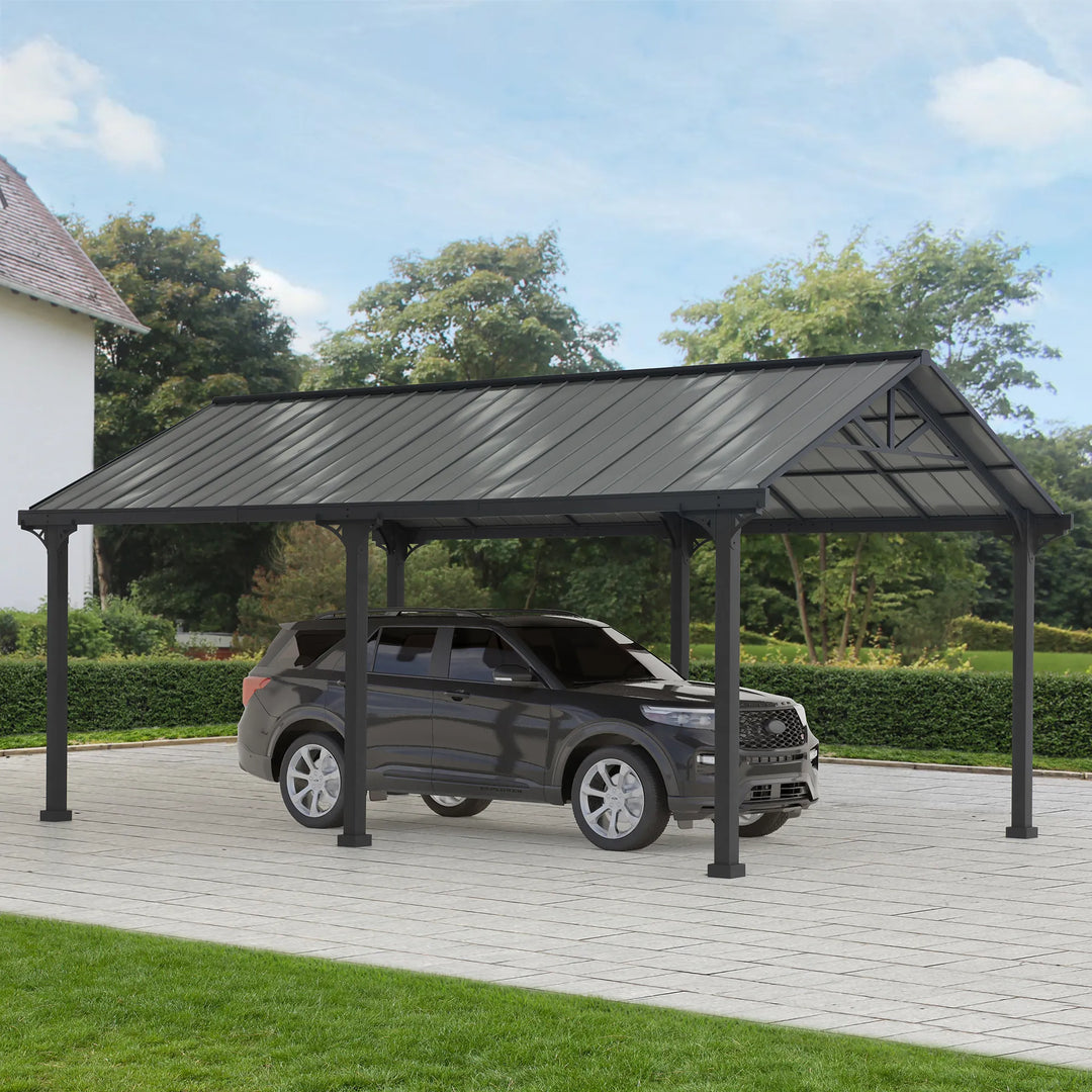 SUNJOY 6.1m x 3.67m Heavy-Duty Steel Frame Metal Carport