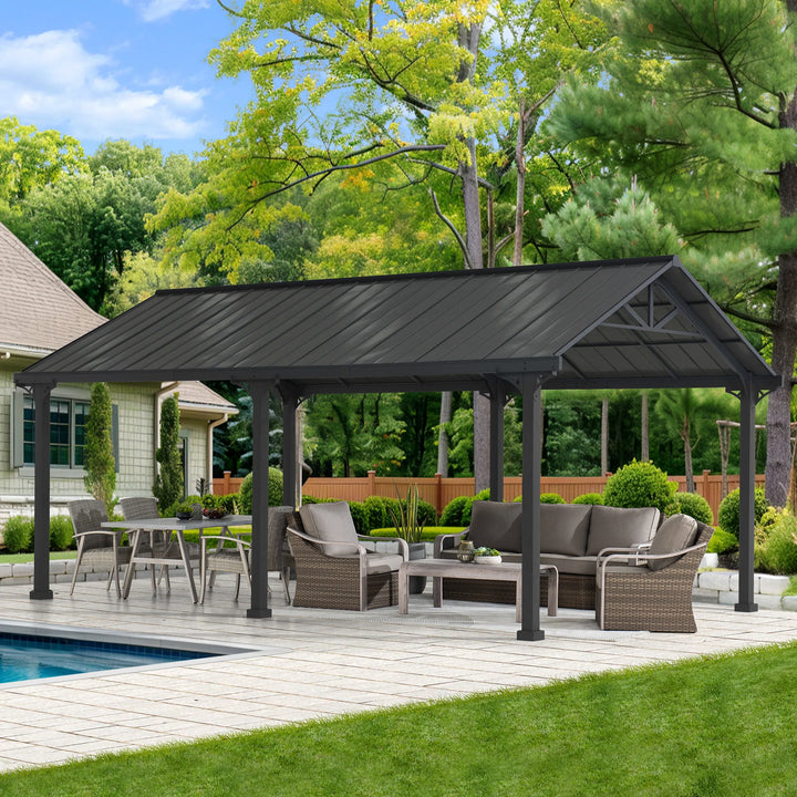 SUNJOY 6.1m x 3.67m Heavy-Duty Steel Frame Metal Carport