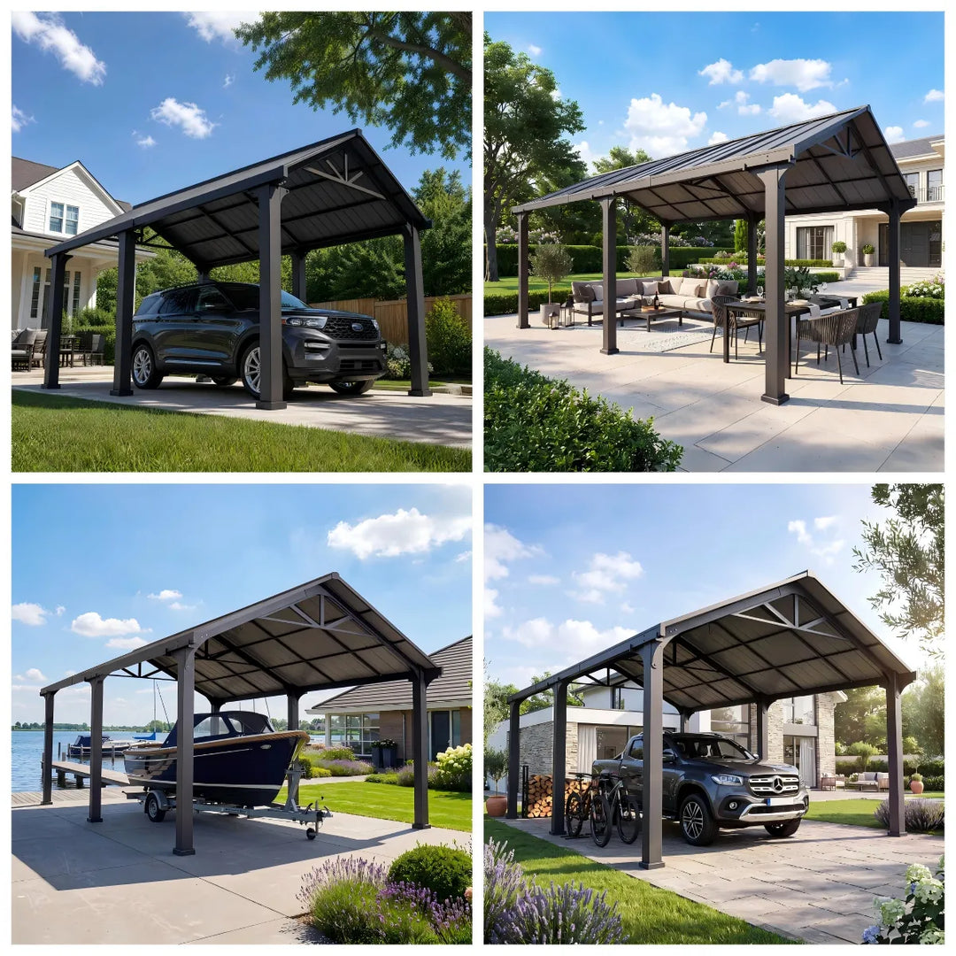 EIGER Heavy-Duty Galvanized Steel Carport 6.1m x 3.67m