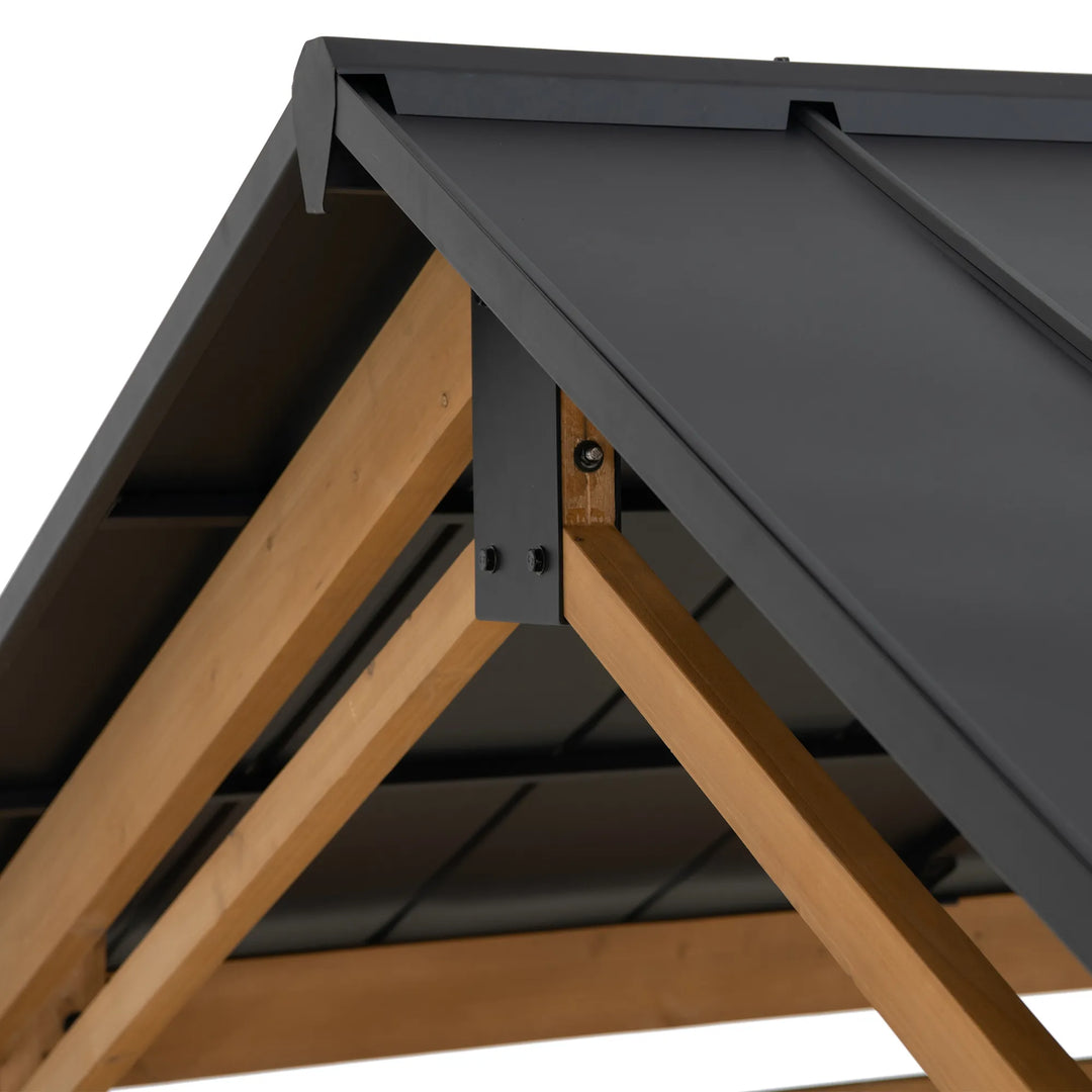 SUNJOY 6.03m x 3.36m Gable Roof Wooden Carport