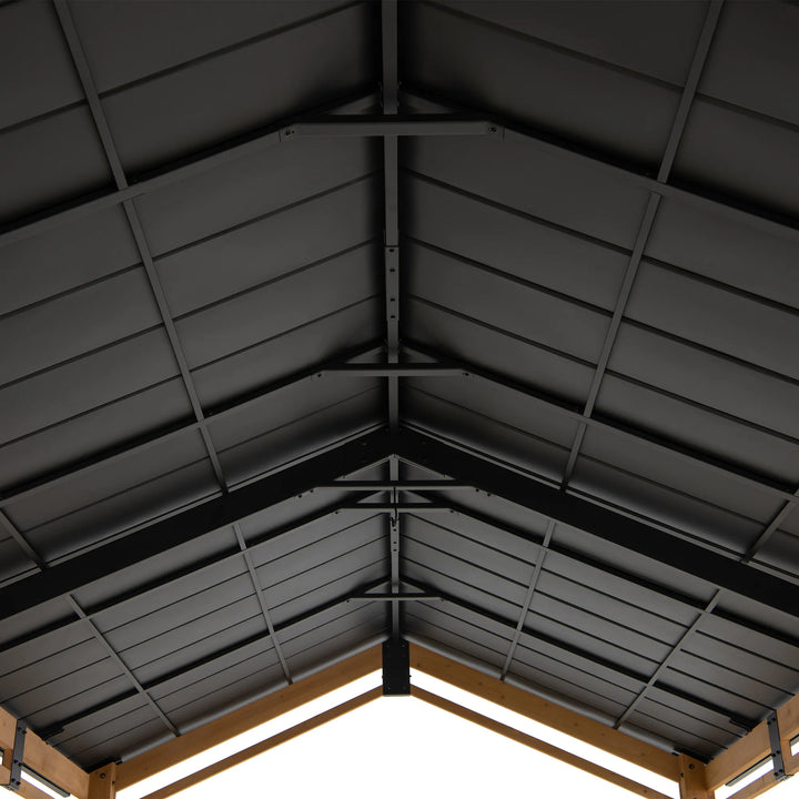 SUNJOY 6.03m x 3.36m Gable Roof Wooden Carport
