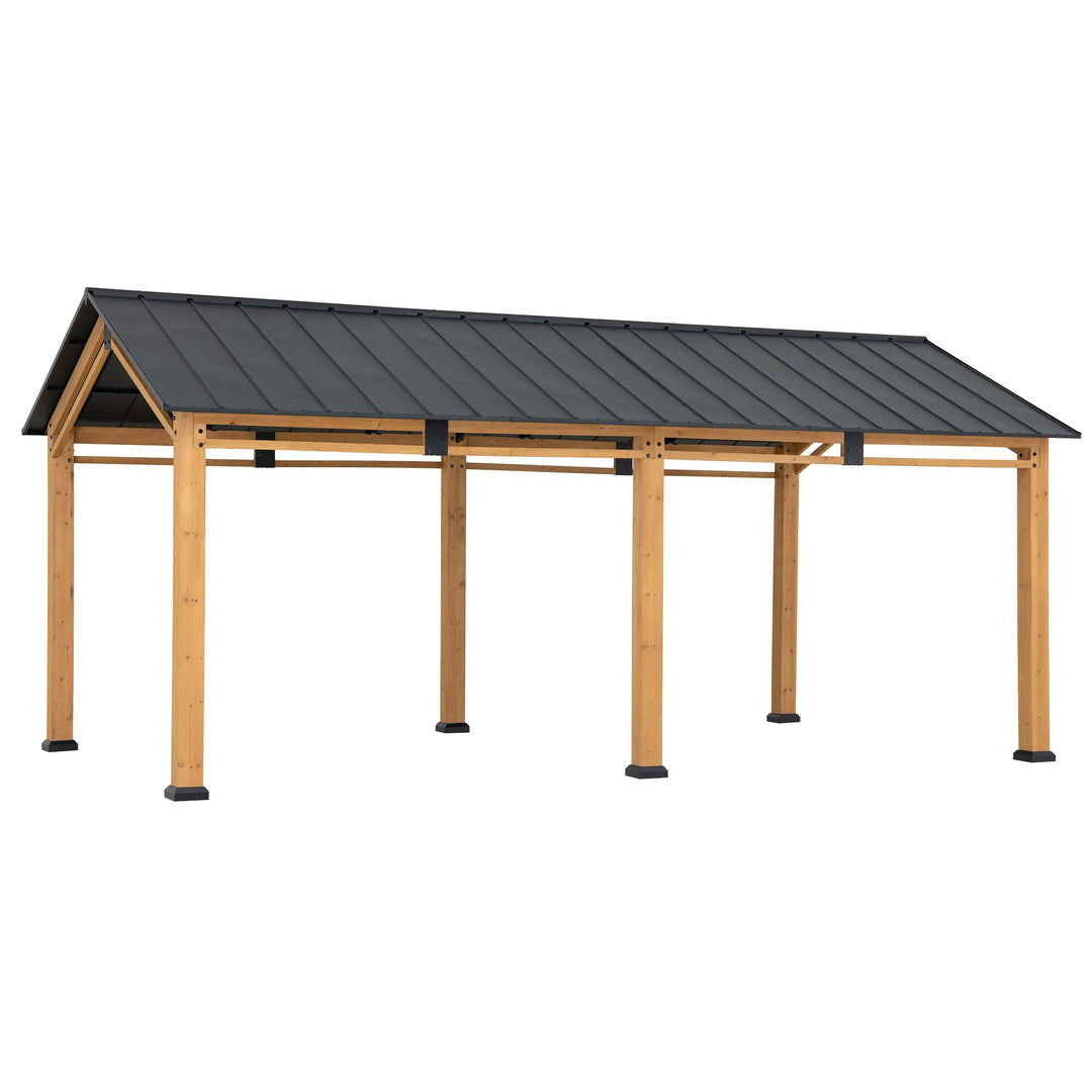 SUNJOY 6.03m x 3.36m Gable Roof Wooden Carport