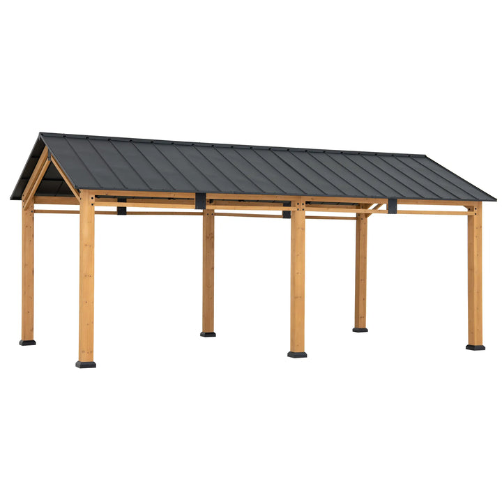 SUNJOY 6.03m x 3.36m Gable Roof Wooden Carport