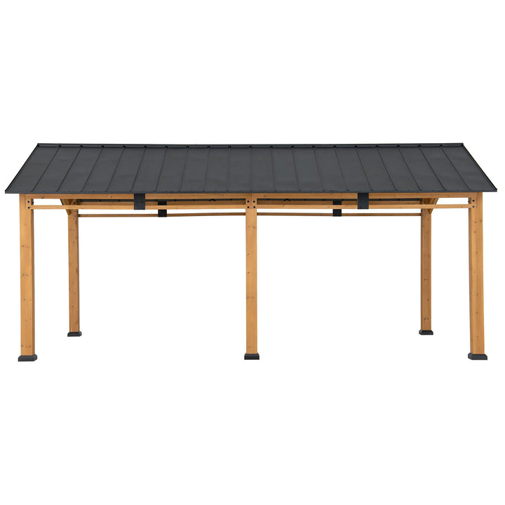 SUNJOY 6.03m x 3.36m Gable Roof Wooden Carport