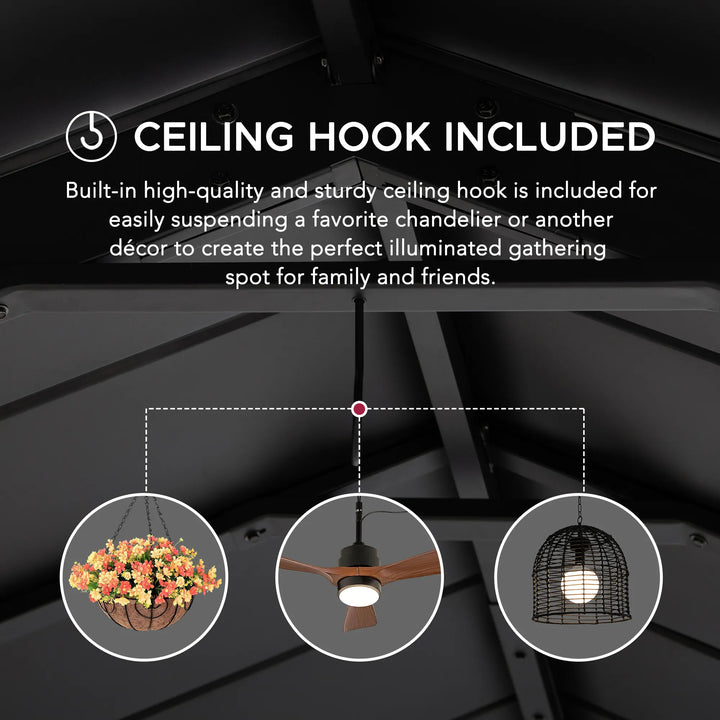 SUNJOY 6.03m x 3.36m Galvanized Steel Roof Wood Carport 