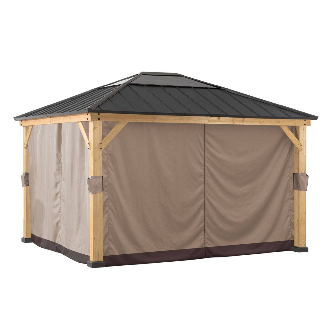 SUNJOY Replacement Gazebo Curtains for 3.93m x 4.52m Wood Gazebo