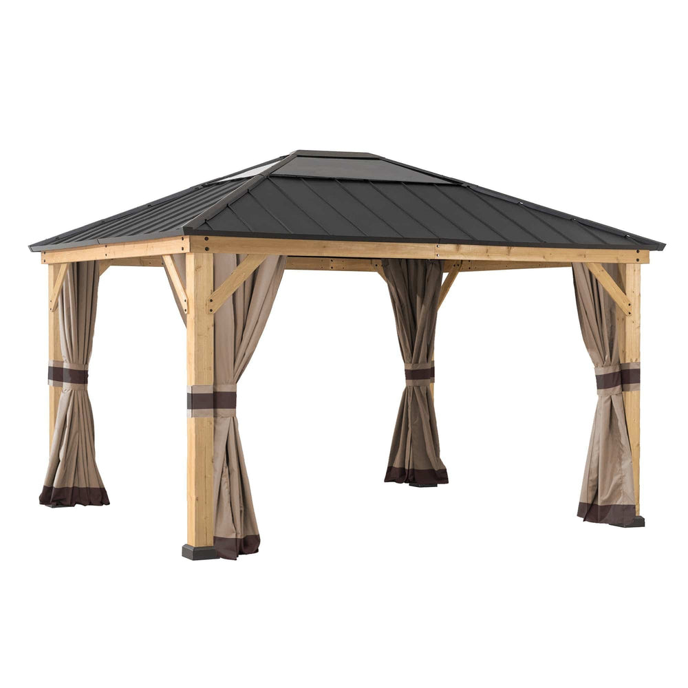 SUNJOY Replacement Gazebo Curtains for 3.93m x 4.52m Wood Gazebo