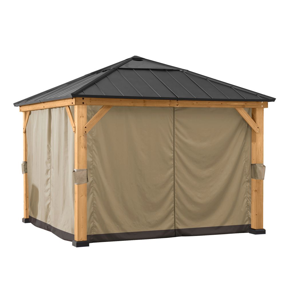 SUNJOY Outdoor Gazebo Curtains for 2.73m x 2.73m Cedar Framed Gazebo