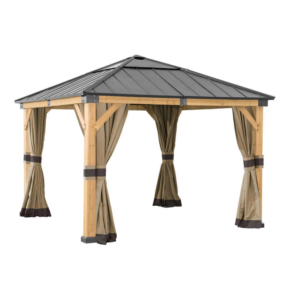 SUNJOY Outdoor Gazebo Curtains for 2.73m x 2.73m Cedar Framed Gazebo