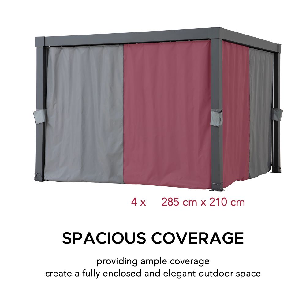 Outdoor canopy with red and gray fabric on a white background