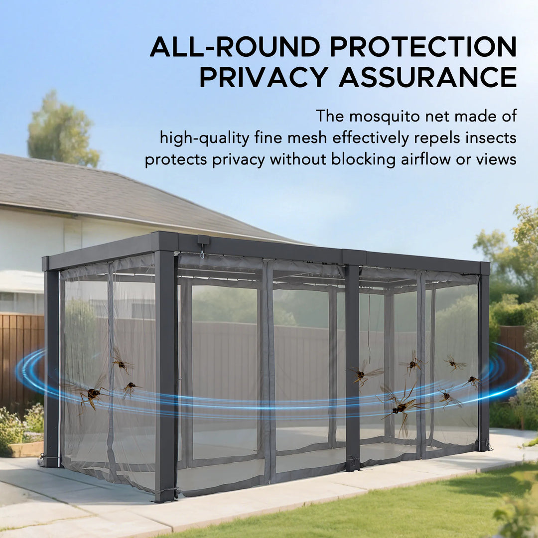 SUNJOY Multi Pergola Mosquito Netting for 4.06m x 3.06m Aluminum Louvered Pergola