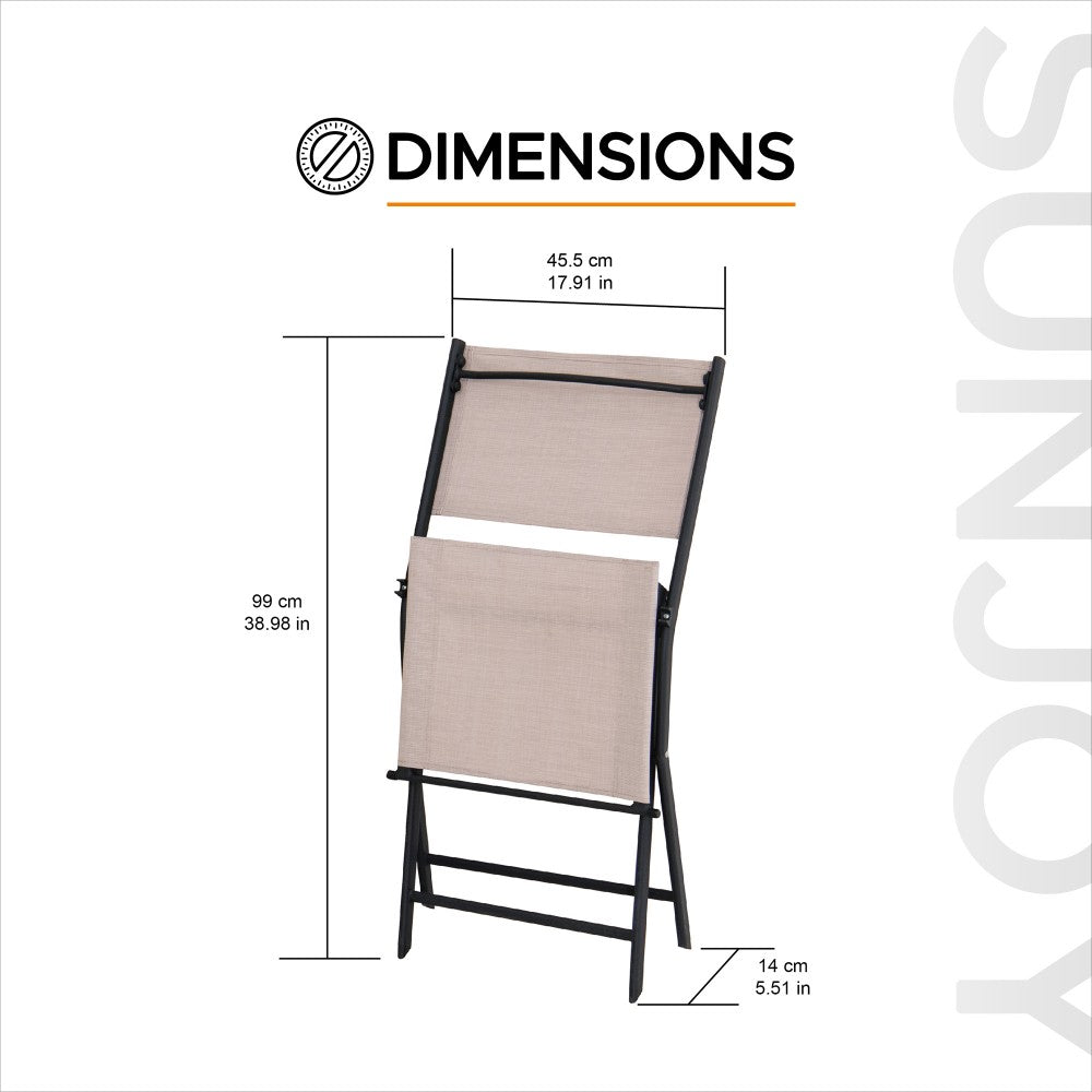 SUNJOY Patio Bistro Set/Garden Furniture Set with Shelf, Conversation Set with Folding Table, Chair and Storage Space 
