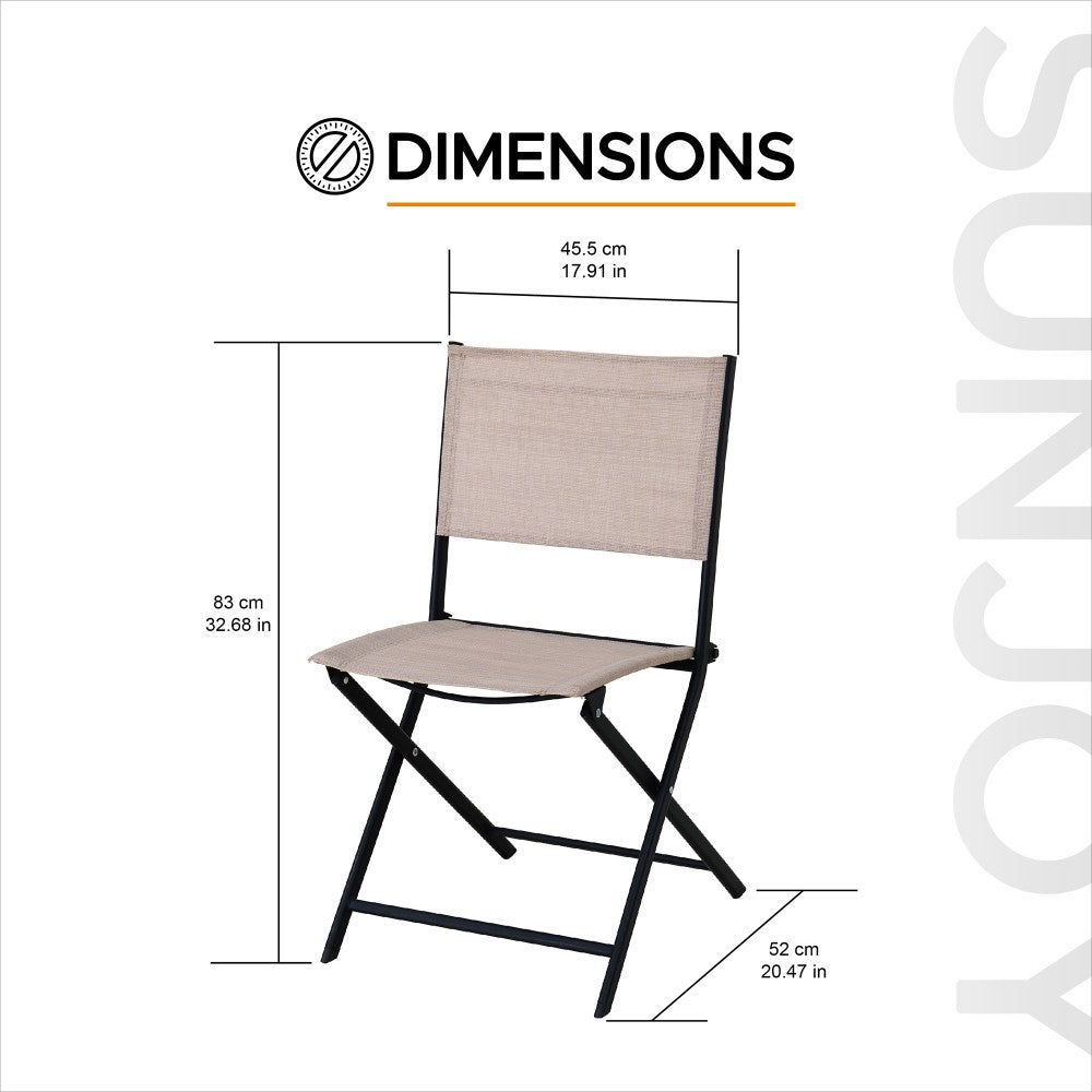 SUNJOY Patio Bistro Set/Garden Furniture Set with Shelf, Conversation Set with Folding Table, Chair and Storage Space 