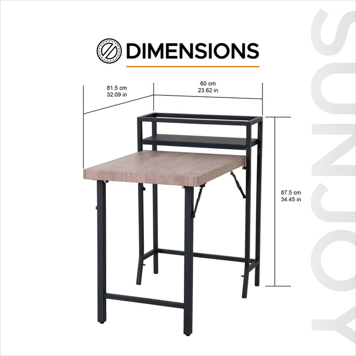 SUNJOY Patio Bistro Set/Garden Furniture Set with Shelf, Conversation Set with Folding Table, Chair and Storage Space 