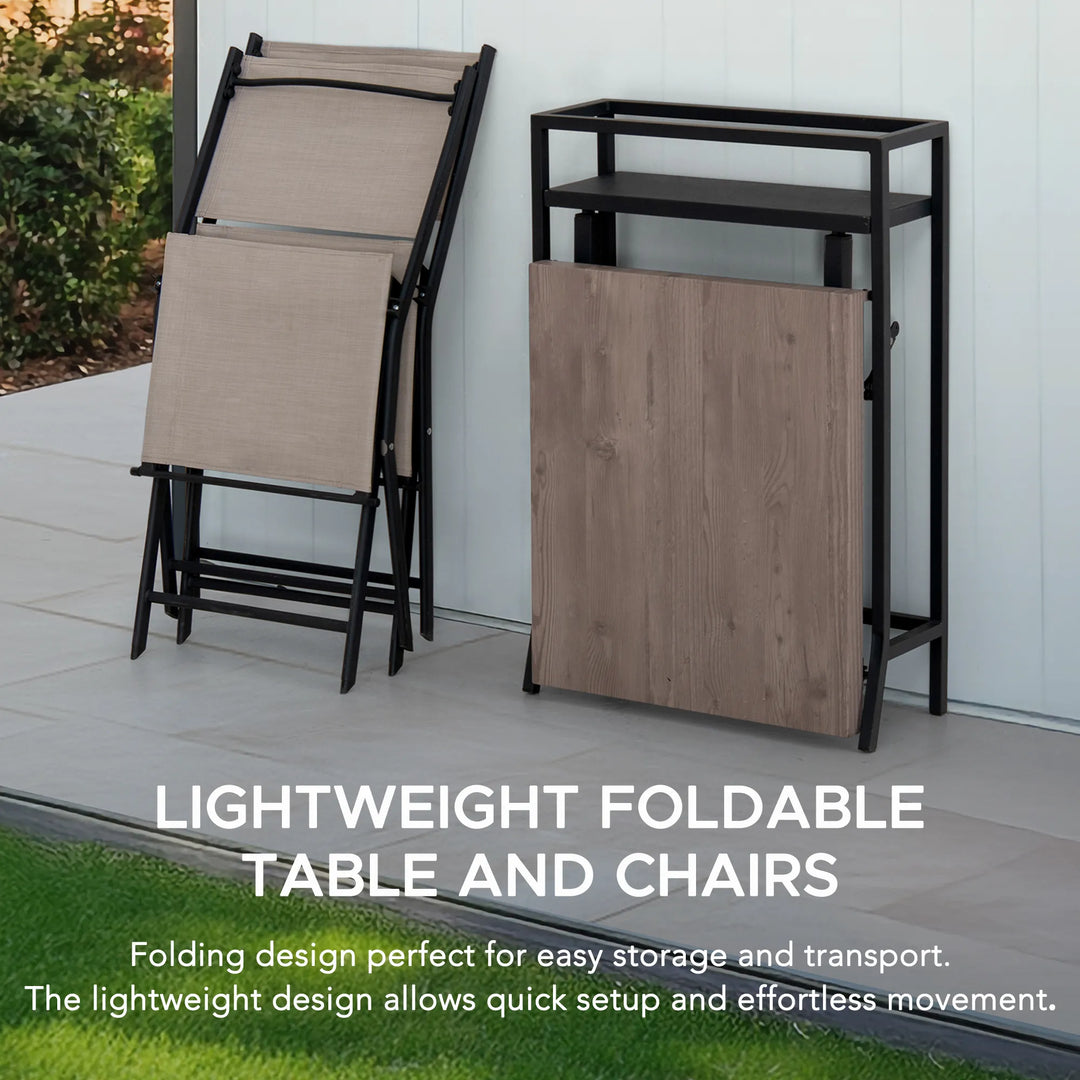 SUNJOY 3 Piece Bistro Set with Folding Table & Chair 