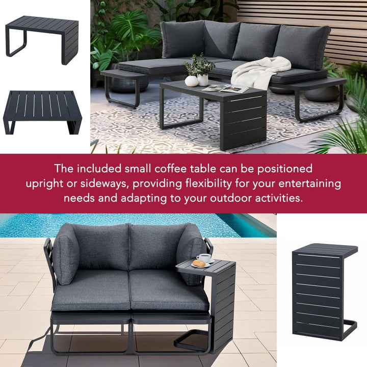 SUNJOY Outdoor Garden Corner Lounge Set 3-Piece Patio Furniture Seating Set with Cushions 