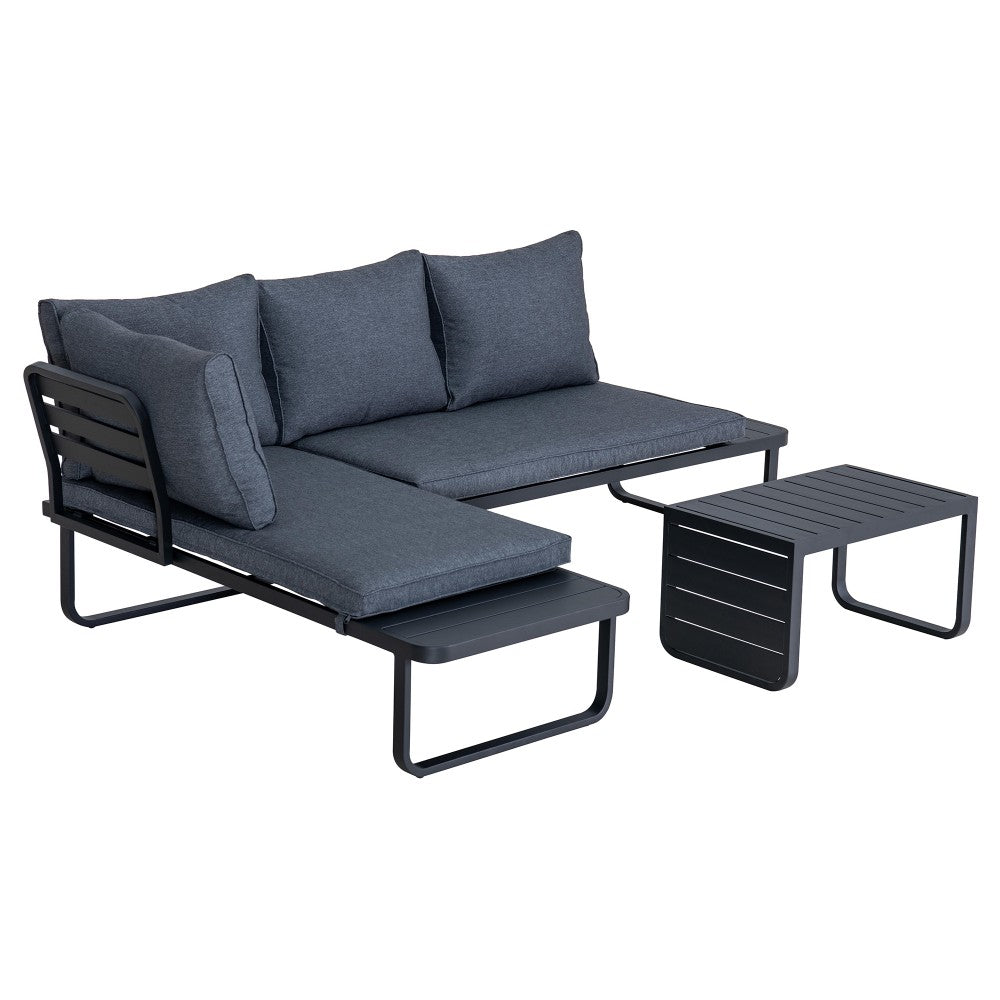 SUNJOY Outdoor Garden Corner Lounge Set 3-Piece Patio Furniture Seating Set with Cushions 