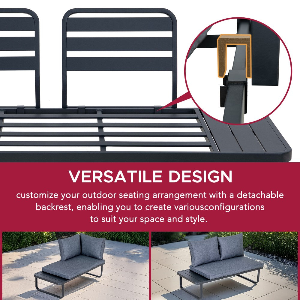 SUNJOY Outdoor Garden Corner Lounge Set 3-Piece Patio Furniture Seating Set with Cushions 