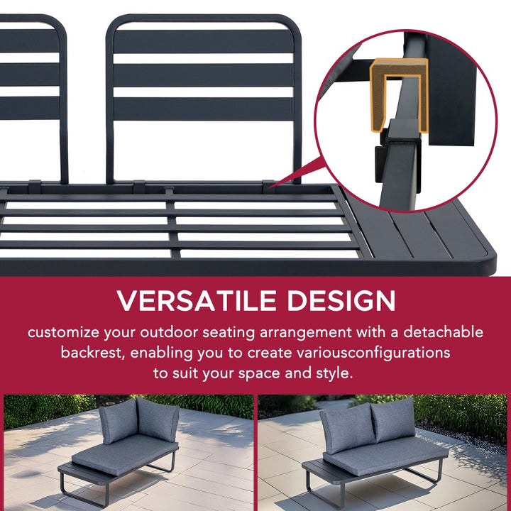 SUNJOY Outdoor Garden Corner Lounge Set 3-Piece Patio Furniture Seating Set with Cushions 