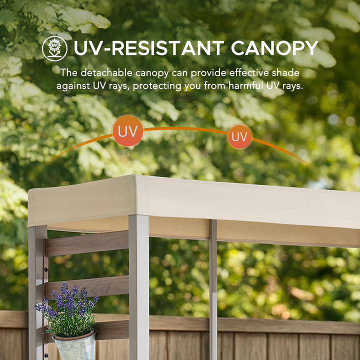 SUNJOY Outdoor Garden Furniture Set 2-Seater Sofa with Footstool Patio Loveseat & Storage & UV Resistant Canopy 