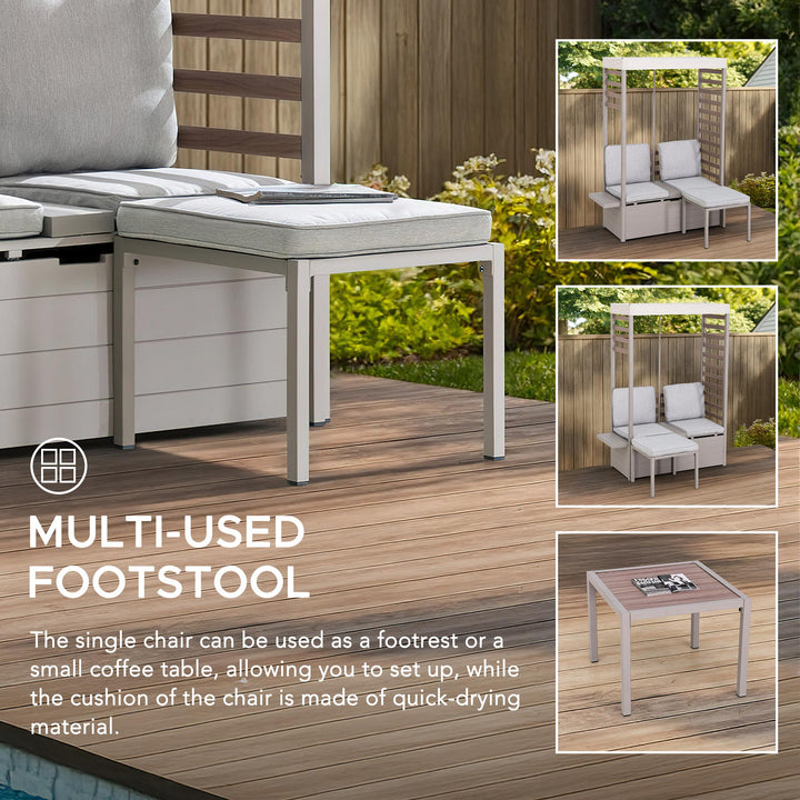SUNJOY Outdoor Garden Furniture Set 2-Seater Sofa with Footstool Patio Loveseat & Storage & UV Resistant Canopy