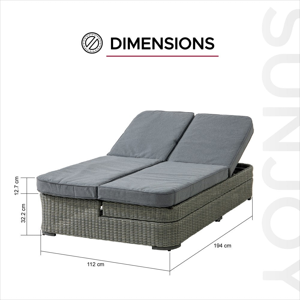 SUNJOY 2-Person Patio Aluminum Frame Lounge Chair Loveseat Sofa with 5-Position Adjustable Backrest Cushion and Foot pads